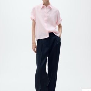 Mango Light Pink Linen Shirt